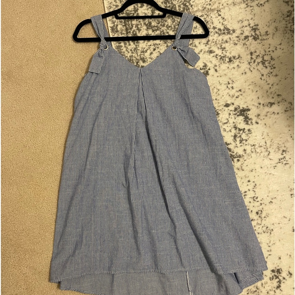 Blue and white pinstripe cotton dress
